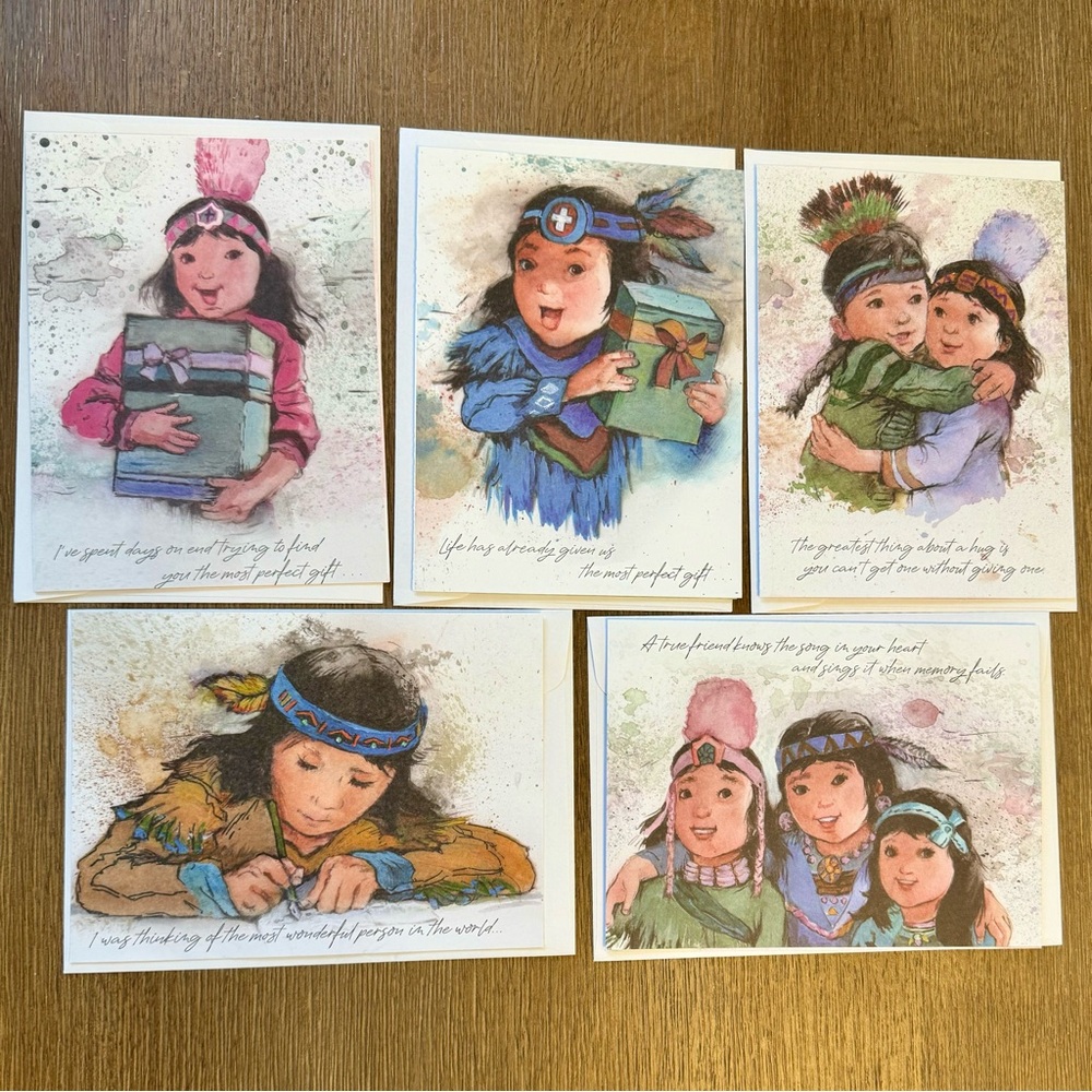 Set of five (5) St. Labre Indian School greeting cards/envelopes, 5 designs.
